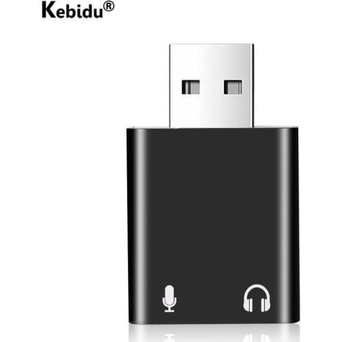 Kebidu External USB to 3.5mm Jack Audio Sound Card Mic Headphone Adapter 7.1CH for Mic Speaker Laptop PS4 Computer Sound Card