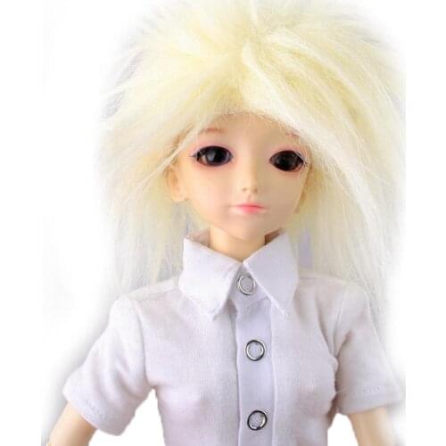 [wamami] New Hot Light Yellow Wool Short Wig Hair MSD DOD DZ 1/4 BJD Dollfie 7-8"