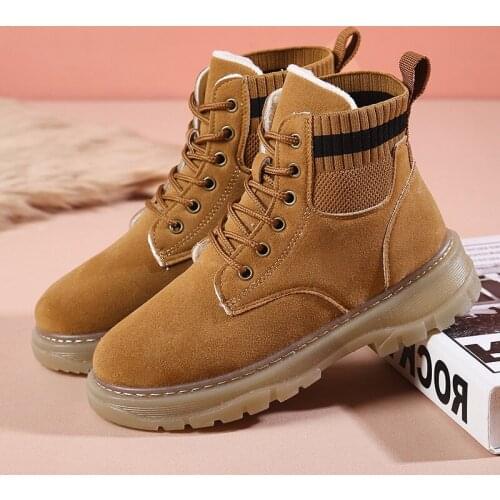 Faux Suede Women Boots Winter Platform Shoes Female Vogue Lace Up Short Boots Women Short Plush Warm Shoes Woman Cotton Boot