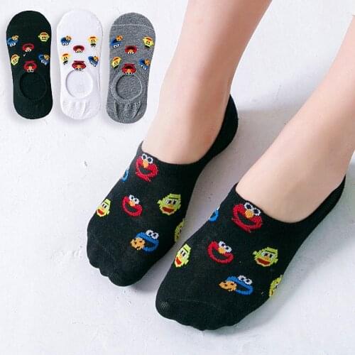 Invisible Socks Women Korean Cartoon Black White Gray Cute Boat Sox Girly Asakuchi Cotton Fashion Harajuku Ankle Socks Short