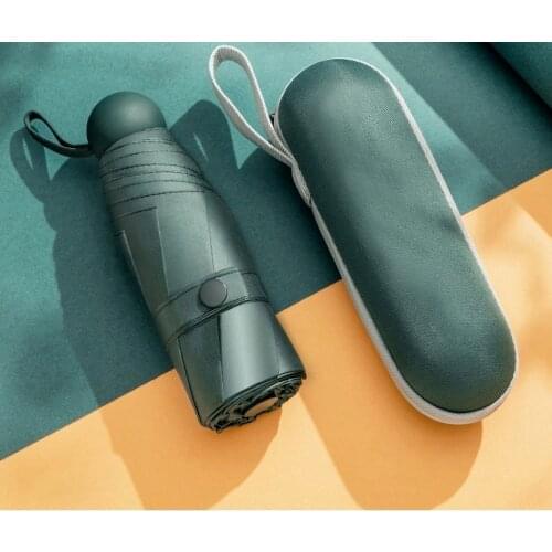 Five-holding sun umbrella sun protection UV folding umbrella female sunshade rain dual-use capsule compact portable pocket