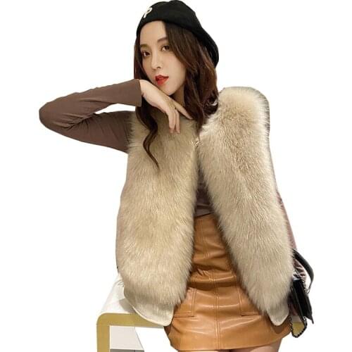 Women Faux Fur Patchwork Vest Jacket Sleeveless Elegant Fashion Casual Office Work Outerwear Winter Autumn Waistcoat Gilet Top