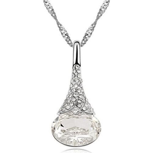 Crystal Necklace silver Plated Austrian Crystal CZ Promotion Gifts Women Jewelry Valentines Day Gifts