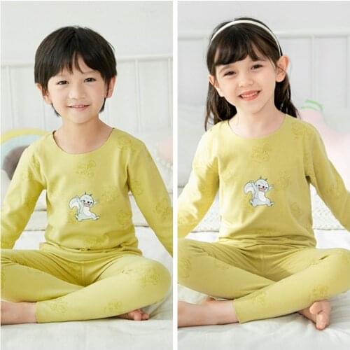 Girls Winter Pajamas 2pcs Kids Sleepwear Teenager Boys Thermal Underwear Sets 2021 Autumn Cartoon Babys Striped Home Nightwear