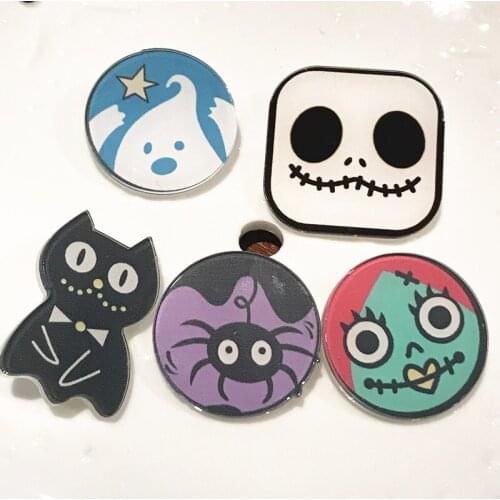 1Set Cute New Arrival Halloween Series Brooches Acrylic Badges Ghost Icon Pins for Kids Halloween Party Gifts Decoration on Bag