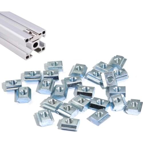 100pcs 50ps 20ps M3 M4 M5 M6 M8 T Block Square nuts T-Track Sliding Hammer Nut for Fastener Aluminum Profile 2020 3030
