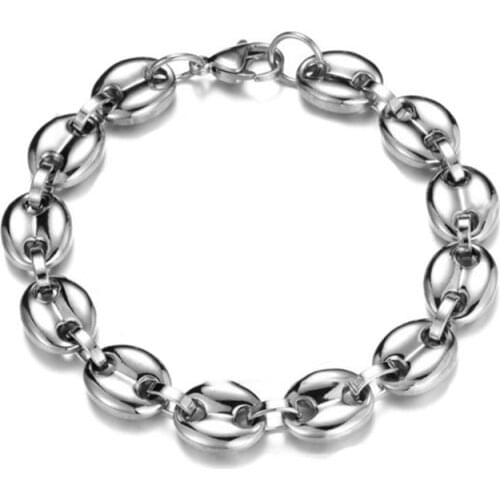 11mm Coffee Beans Chains Bracelets Stainless Steel Necklaces for Men Women Hiphop Statement Charm Jewelry Gifts