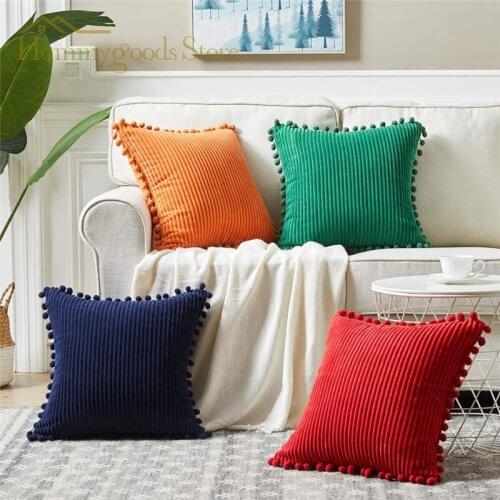 2PC 45cmx45cm New Plain Corduroy Pillow Case Car Sofa Decorative Cushion Cover Corn Cob Wrapped Pillow Cover Throw Home Textile