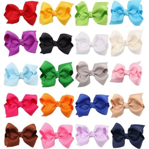 20Pcs 20 Colors 3 inch Newborn Girl Ribbon Bows Clips Hairpin Girls Hairbows Boutique Hair Clips Headware Kids Hair Accessories