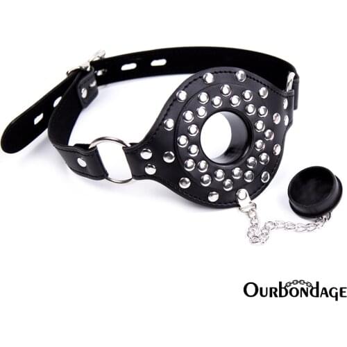 Ourbondage 3 Color PU Leather Strap Rivet Muzzle Gag Stopper BDSM Bondage Restraints Mask Erotic Sex Toys For Men Women Couples