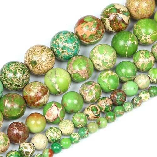 4-12mm Natural Stone Beads Round Smooth Loose Green Emperor Stone Beads For Jewelry Making DIY Charm Bracelet Necklace Handmade
