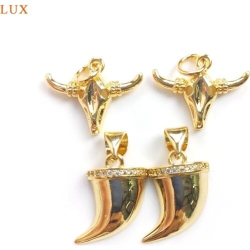 5pcs Tiny Italian Horn Charm Cornetto Gold Pepper Pendant Deer Head Pendant Animal Pendants for Necklace Jewelry Making Supplies