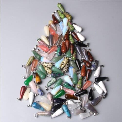 5pcs Natural Stone Big Water Drop Shape Pendants Agates Blue Sandstone Tiger Eye Female Pendant Unique Style Charm Necklace DIY