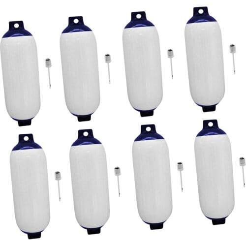 8x Inflatable Marine Boat Fender w/ Reinforced Eyes UV Protection 4.3''x15.7