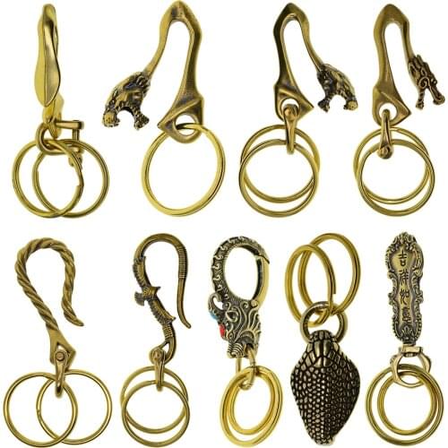 Brass Key Chain for Straps Bags Belting Ring Wallet Chain Biker leopard