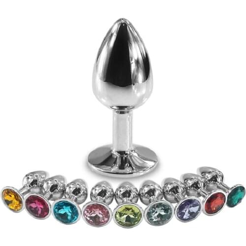 13 color for choose Dia 27mm small size mini silver metal anal plug butt jewel adult sex toys for men women