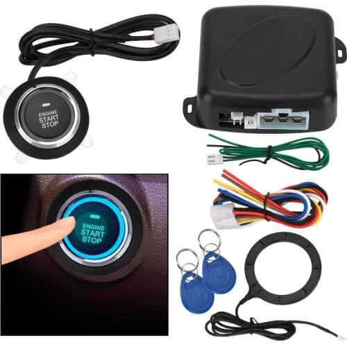 Car Alarm One Start Stop Button 12V Entry Ignition Starter Switch Keyless Entry Starter Antitheft System Engine Push Button