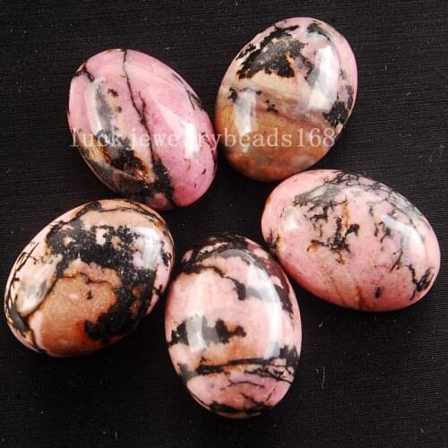 Free Shipping Fashion Jewelry 13x18mm 5PCS Art Rhodonite Oval Pendant Bead Cabochon CAB C4367