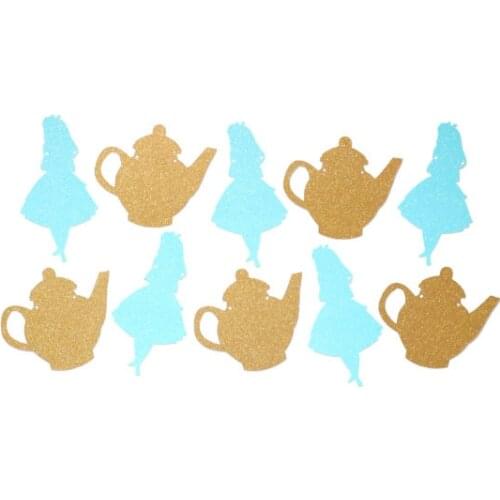 Glitter birthday party wedding Alice In Wonderland Banner Garlands Tea Party Decor / Alice Teapot / Gold photo props booths