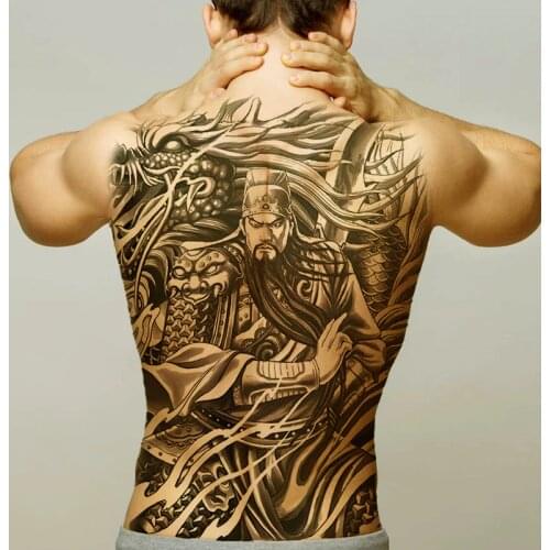 Temporary tattoos large men back tattoo chinese characters sexy full back tatoo big black body tattoo boys water transfer decal