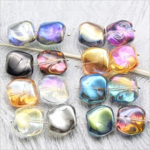 10pcs Colorful irregularity Lampwork Crystal Glass Beads Geometry Stone Loose Spacer Beads For Earrings DIY Jewelry Making Z928