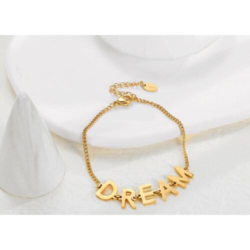 Vacuum Plating Golden Stainless Steel Non-Fading Chain With Cross Flower Pendant Bracelet