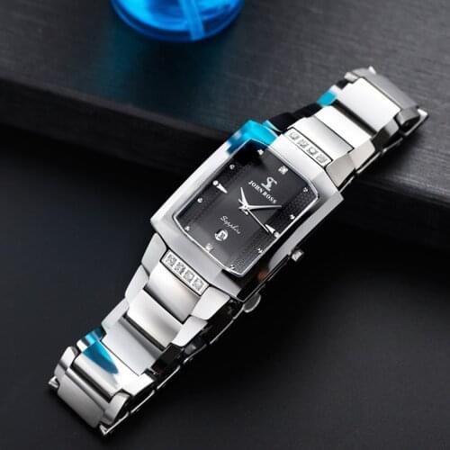 Tungsten Steel Rectangle Business Watch Men Classic Diamond New Fashion Sapphire Glass Anti-Scrach Swiss Movement Couple Watches