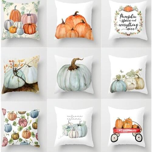 Halloween Pumpkin Letter Print Pillow Case 45*45cm Cushion Cover Linen Sofa Ghosts Pillowcases Car Throw Pillow Cover Home Decor