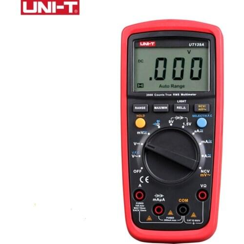 UNI-T UT139A True RMS Digital Multimeter Auto Range AC/DC Amp/Volts Ohm Tester with Data Hold NCV and Battery Test