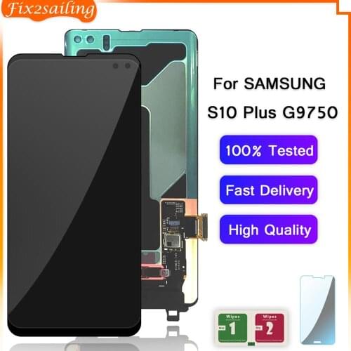 Super AMOLED LCD For Samsung Galaxy S10 Plus Display G9750 SM-G9750Display Touch Screen Digitizer Assembly For S10Plus100%Tested