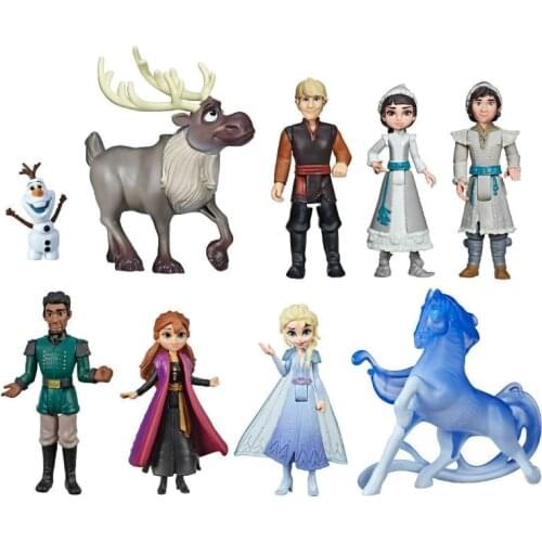 Disney Frozen 2 Queen elsa Princess Anna Snow Action Toy Figures set Water Horse Reindeer Doll Decoration Hand Toy kids gift