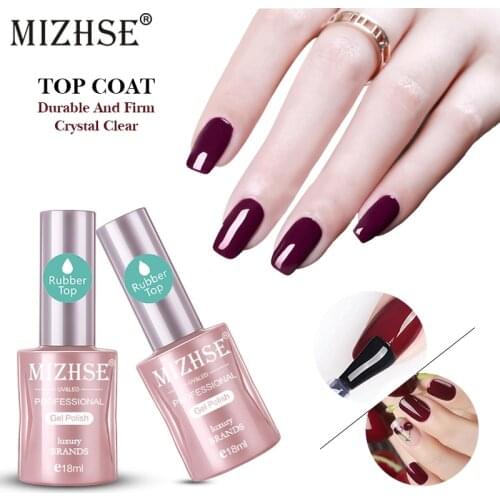 MIZHSE 18ML Nail Gel 1Bottle Thick Rubber Top Coat No Wipe UV Gel Varnish For Nail Protection Hybrid Long-Lasting Manicure