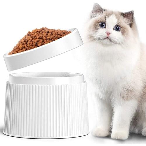 Quality 2 In 1 Elevated Cat Bowl Detachable Environmentally-friendly Tilted Food Kitten Pet Feeder Non Slip Mat Stand Bowl