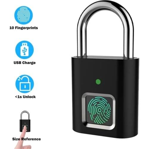 KINJOIN Fingerprint Lock USB Rechargeable Waterproof Smart Thumbprint Padlock Anti-theft Electric Mini Lock For Luggage Case