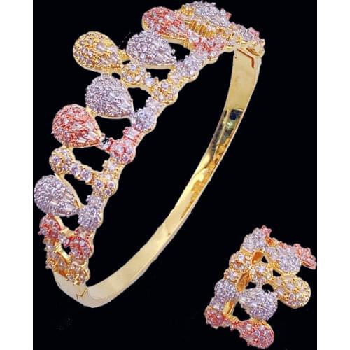 Lanyika Fashion Jewelry Gorgeous Luxury Imperial Stylish Crown Plated Party Romantic Bangle With Ring Banquet Daily Best Gift