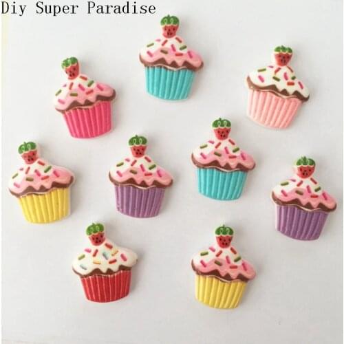 Hot 10PCS 17*22mm Resin Strawberry Cake Flatback Stone Embellishment DIY Crafts Scrapbook K46