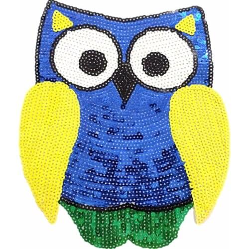 Owl Large Patches For Clothing Luxury Color Sequins Strange Things Sequined Patch Clothes Stickers Christmas Biker Badge