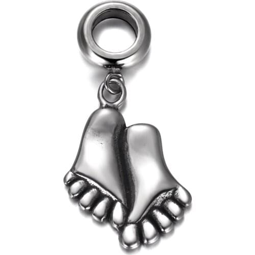 316L Stainless Steel Spacer Bail Bead Footprint Charms 5mm Hole Polished Metal Charm Accessories for DIY Bracelet Jewelry Making