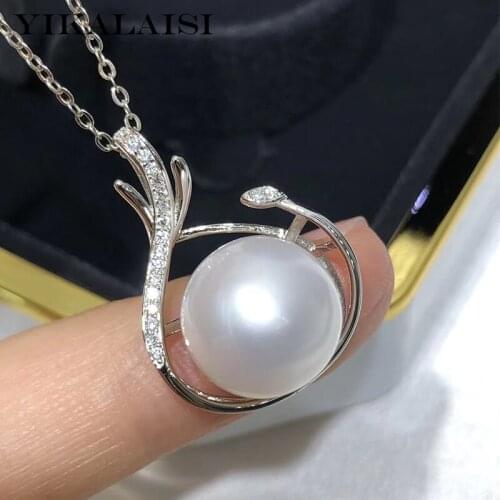 YIKALAISI 11-12mm Big Oblate Natural Freshwater Pearl Pendants Jewelry For Women 925 Sterling Silver Pendants Necklaces