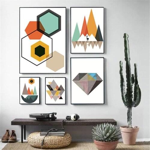 Nordic Canvas Painting Modern Abstract Geometry Poster Print Wall Art Home Decor Living Room Bedroom Minimalist Nordic Picture