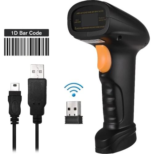 Aibecy 2-in-1 2.4G Wireless Barcode Scanner USB Wired Barcode Scanner Handheld 1D Bar Code Scanner Reader for Computer Laptop