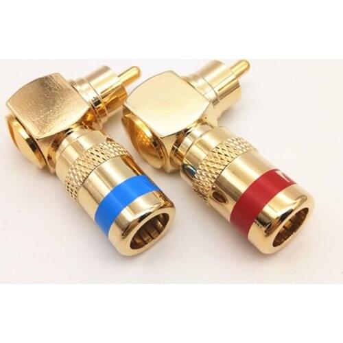 High End Audio Grade Nakamichi Gold Plated Right Angle RCA Terminal Unsolder screw locking rca male plug connector