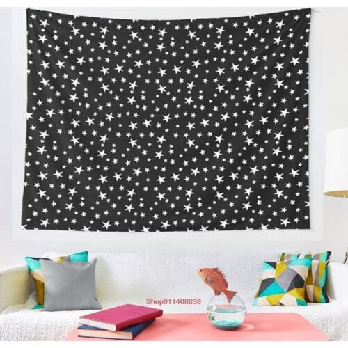 Mini Stars White on Black tapestry wall decoration witchcraft tapestry Bohemian Hippie home decoration mattress yoga mat