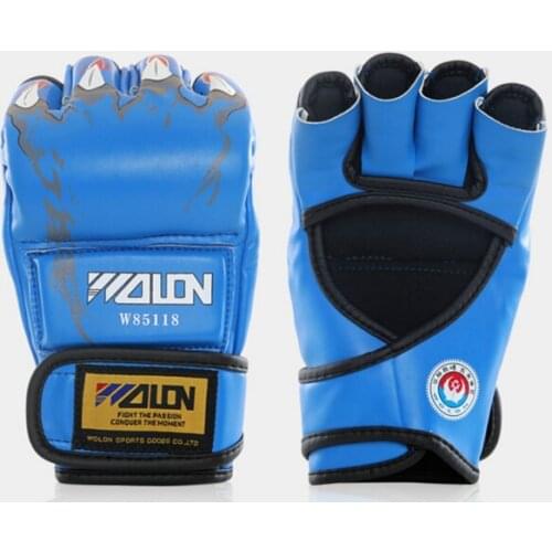 1 Pair High Quality New Professional Grappling Half Finger MMA Gloves PU Leather Punching Bag Boxing Gloves Black/White/Red