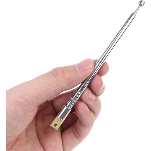 1Pc 37cm 5 Section Telescopic Stainless Steel AM FM Radio Universal Antenna for TV /FM radio antenna