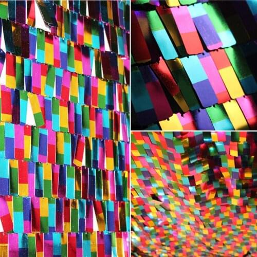 10x10cm High-end Symphony Laser Plaid Sequined Lace Mesh Fabric For DIY Handmade Craft Stage Decoration Supplies