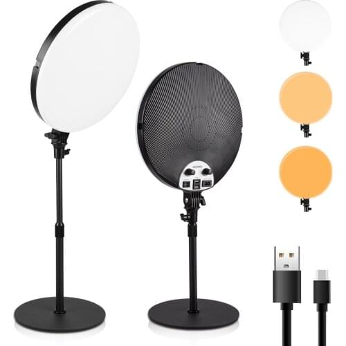 12Inch LED Selfie Lighting Panel Stepless Dimmable Bi-color Photography Lighting With Tripod For Youtube Makeup Video Fill Light