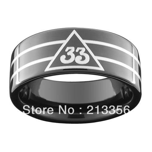 20PCS/LOT FREE SHIPPING!USA WHOLESALES CHEAP PRICE 8MM WOMEN&MENS 33RD BLACK MASONIC TUNGSTEN FREEMASON WEDDING BAND RINGS