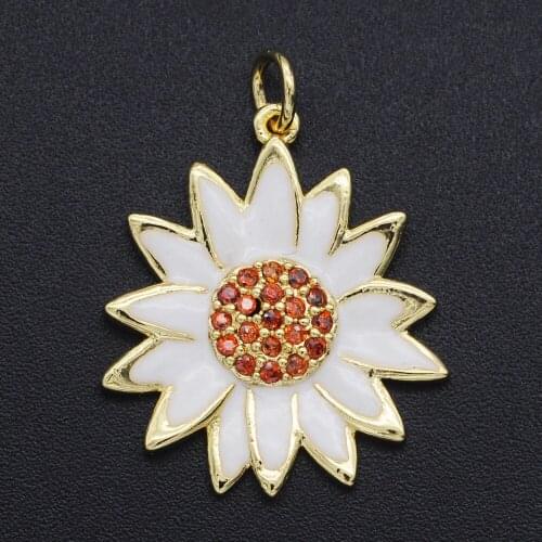 26x21mm 100% CZ Zircon DIY Jewelry Sunflower Charm Pendant Wholesale Jewellwery Finding Supplies Top Quality