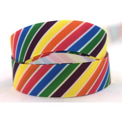 [IuBuFiGo] Free Shipping 22mm Colorful stripes,7/8" Grosgrain ribbon printed DIY hair accessory ribbons 50yards/roll XZD-905